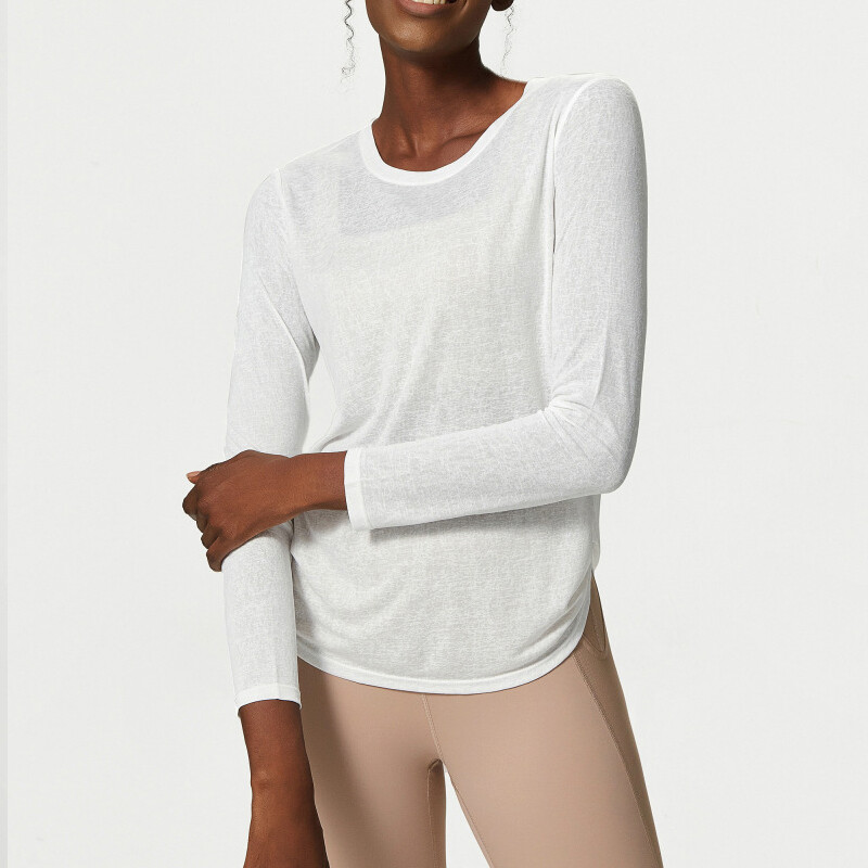 Cămașă pentru yoga cu mânecă lungă, plisată laterală, pentru antrenament, top pentru sală, respirabil, uscare rapidă, pentru alergare, haine sportive pentru femei