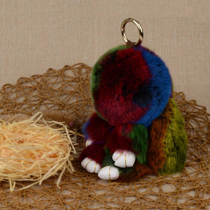 Breloc cu pandantiv iepuraș autentic LFPU Breloc din blană de iepure rex real, jucărie pufoasă, geantă de păpușă, breloc de mașină, breloc, bijuterii pentru femei