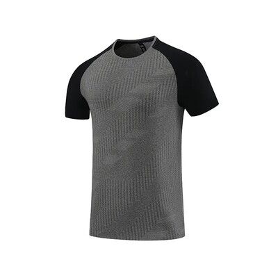 Tricou sport cu uscare rapidă pentru bărbați, mâneci scurte, alergare, fitness, antrenament, îmbrăcăminte de vară, mătase de gheață, lejer, respirabil, dungi Jumătate-S