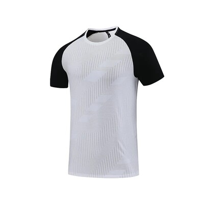 Tricou sport cu uscare rapidă pentru bărbați, mâneci scurte, alergare, fitness, antrenament, îmbrăcăminte de vară, mătase de gheață, lejer, respirabil, dungi Jumătate-S