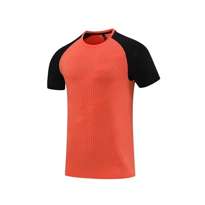 Tricou sport cu uscare rapidă pentru bărbați, mâneci scurte, alergare, fitness, antrenament, îmbrăcăminte de vară, mătase de gheață, lejer, respirabil, dungi Jumătate-S