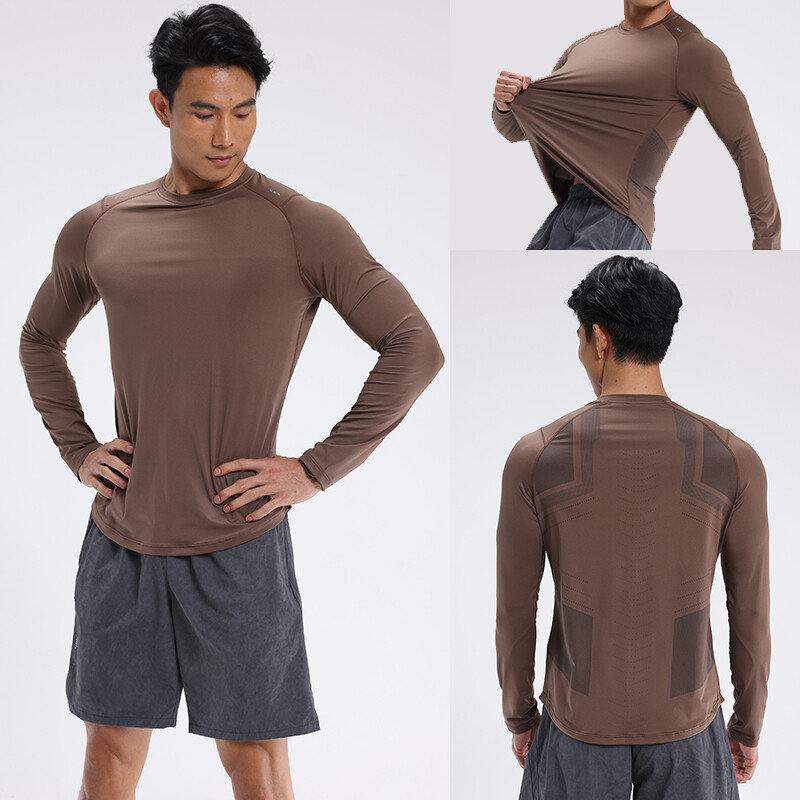 Tricou cu mânecă lungă pentru bărbați cu uscare rapidă Cămașă sport pentru alergare Îmbrăcăminte de gimnastică Antrenament fitness Îmbrăcăminte sportivă Tricou pentru jogging