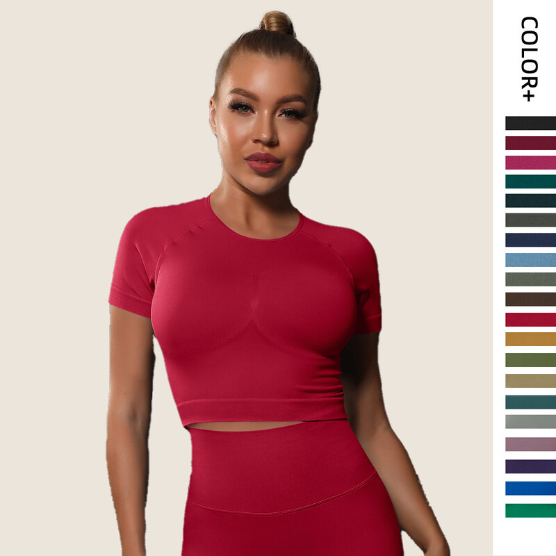 INLUMINE bezšuvju cieši pieguļošs T-krekls Jogas valkāšanai ar augstu elastību novājēšanu āra trenažieru zāle Skriešana Sports Fitness īsās piedurknes sievietēm