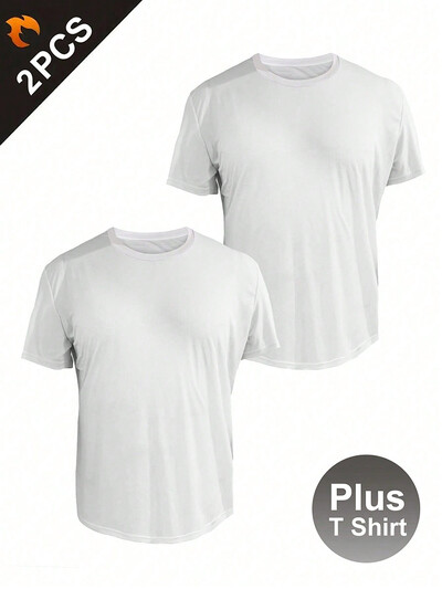 2GAB balts+melns plus T krekls vīriešu lieliem un gariem krekliem Vīriešu īpaši viegls ātri nožūstošs sporta T-krekls, 6XL/5XL/4XL/3XL/2XL