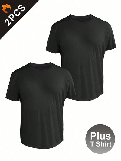 2GAB balts+melns plus T krekls vīriešu lieliem un gariem krekliem Vīriešu īpaši viegls ātri nožūstošs sporta T-krekls, 6XL/5XL/4XL/3XL/2XL