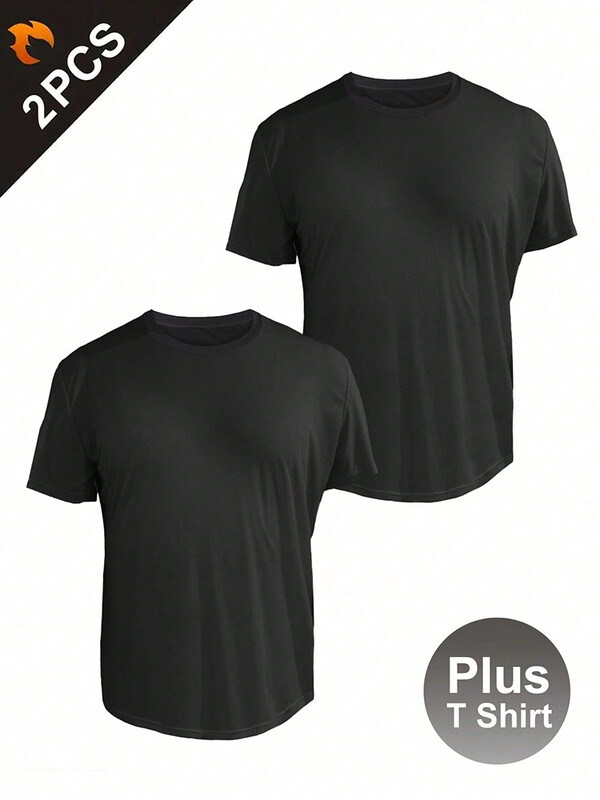 2GAB balts+melns plus T krekls vīriešu lieliem un gariem krekliem Vīriešu īpaši viegls ātri nožūstošs sporta T-krekls, 6XL/5XL/4XL/3XL/2XL