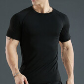 Vīriešu kompresijas skriešanas T-krekls fitnesa piegulošs T-krekls ar īsām piedurknēm treniņu skriešanas krekls sporta zāle sporta apģērbs ātri žūstošs