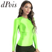 Ženske metalik majice Sportska odjeća Sjajne tajice dugih rukava Tanke majice Sjajne majice za Rave Party Odjeća za ples Majice za trčanje za jogu