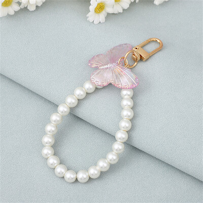 Breloc elegant din perle artificiale Bratara din coajă din frunze Breloc cu pandantiv pentru femei Decor de zi cu zi pentru geanta Charm Breloc pentru mașină Cadou de aniversare