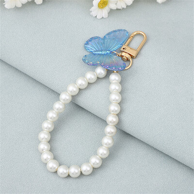 Breloc elegant din perle artificiale Bratara din coajă din frunze Breloc cu pandantiv pentru femei Decor de zi cu zi pentru geanta Charm Breloc pentru mașină Cadou de aniversare