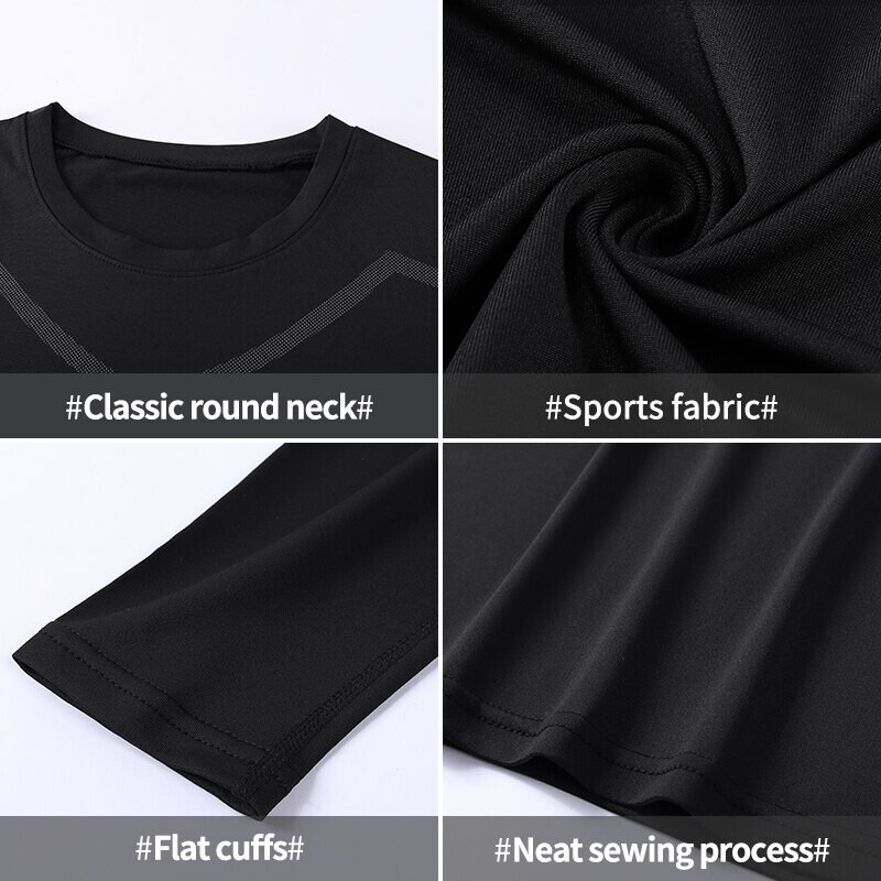 Costum strâns cu uscare rapidă, pentru bărbați, top sport cu mâneci lungi pentru ciclism, alergare, fitness, antrenament de fotbal, tricou de baschet