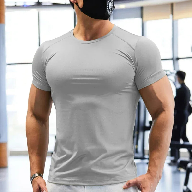 Tricou pentru gimnastică Bărbați Marime Plus Dry Fit Tricouri sport pentru bărbați Hanorac Topuri Culoare uni Antrenament muscular Îmbrăcăminte sportivă Haine de yoga Tricou