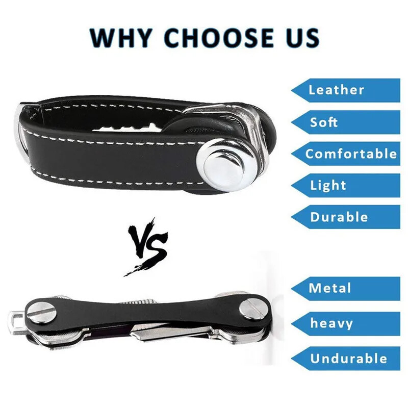 Geanta pentru chei de mașină din piele de modă Husă de depozitare Suport portofel Portofel pentru chei Colector de inele Menajeră EDC Organizator de chei de buzunar inteligent