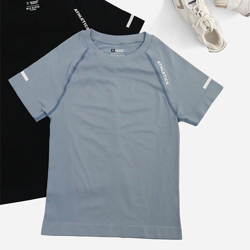 Sieviešu bezšuvju Jogas krekls Sieviešu fitnesa 2 daļīgs augšējais treniņu trenažieru krekli Atlētiski īsām piedurknēm jogas T-krekli ar burtiem