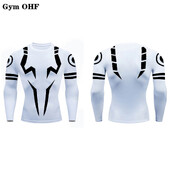 Cămăși de compresie cu imprimare 3D Anime Jujutsu Kaisen pentru bărbați, sală, alergare, antrenament, fitness, tricou atletic cu uscare rapidă, tricou 