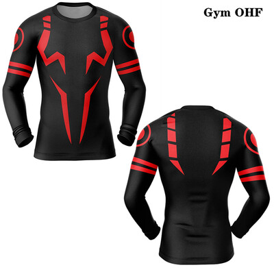 Cămăși de compresie cu imprimare 3D Anime Jujutsu Kaisen pentru bărbați, sală, alergare, antrenament, fitness, tricou atletic cu uscare rapidă, tricou 