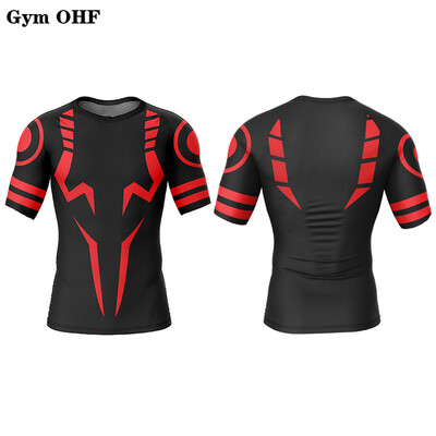 Cămăși de compresie cu imprimare 3D Anime Jujutsu Kaisen pentru bărbați, sală, alergare, antrenament, fitness, tricou atletic cu uscare rapidă, tricou 