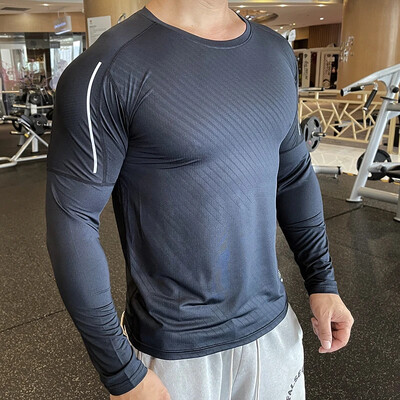 Cămașă de alergare de înaltă calitate Topuri Îmbrăcăminte bărbați Tricou sport pentru gimnastică Tricou cu compresie cu uscare rapidă Tricou pentru gimnastică Fitness Îmbrăcăminte sportivă respirabilă