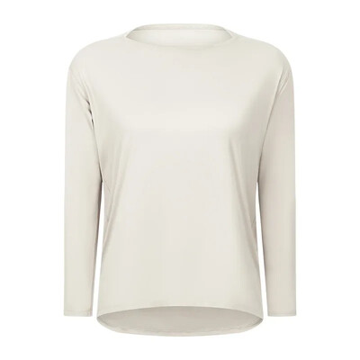 Moteriški pavasario ir rudens laisvi jogos drabužiai, nuogai ir odai tinkami ploni kūno rengybos sportiniai marškinėliai ilgomis rankovėmis.