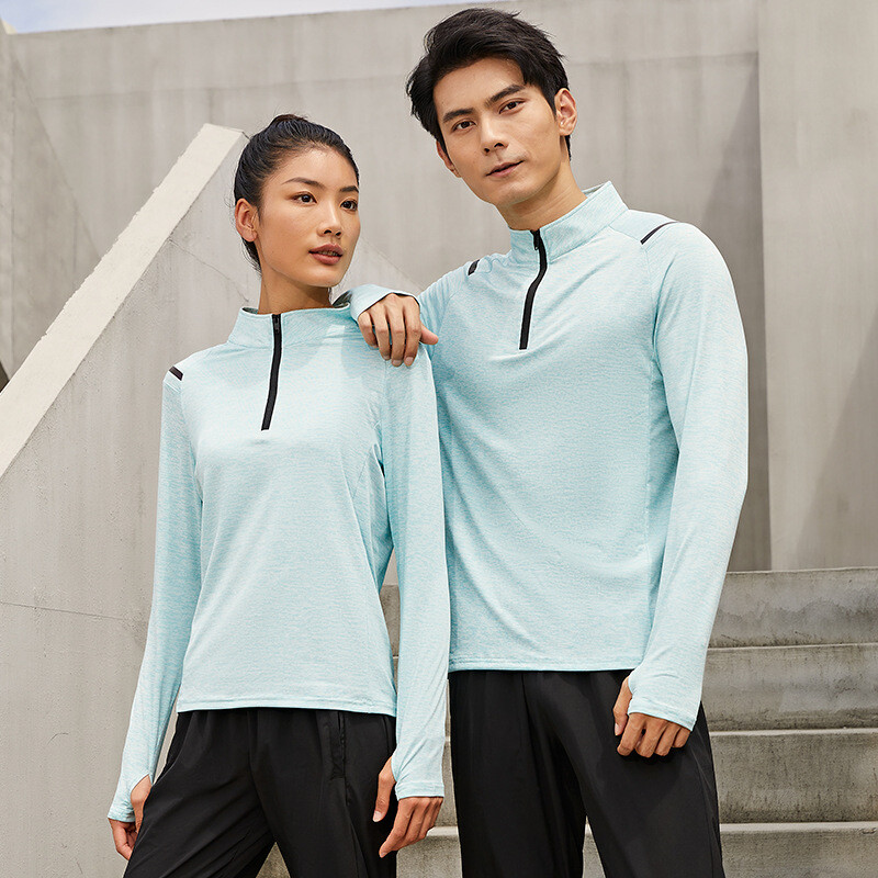 Lauko išbėrimų apsauga Vyrai Moteriški sportiniai marškinėliai Vienspalviai ilgomis rankovėmis pusiau užtrauktuku Dry Fit Porai Sporto salė Sportiniai bėgimo marškinėliai
