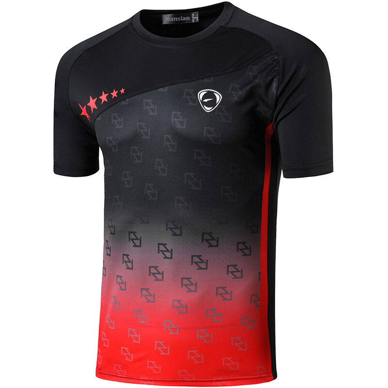 Tricou bărbați Jeansian Tricou Tricou Sport cu mânecă scurtă Dry Fit Running Fitness Workout LSL187 Negru