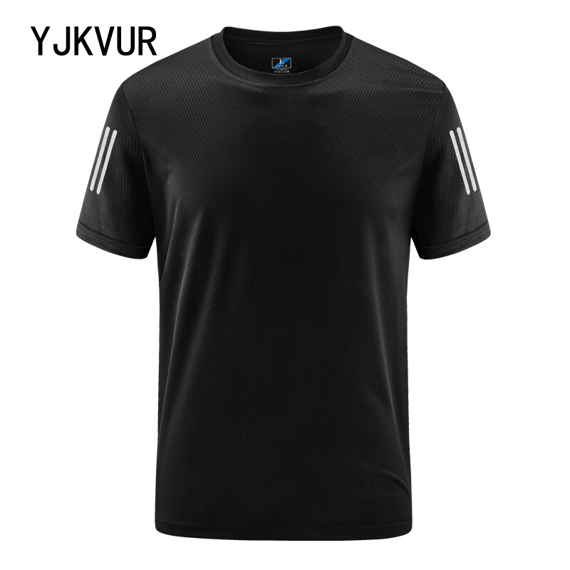 YJKVUR vasaras lielizmēra vīriešu ātri nosusināmi mitrumu novadoši T krekli Athletic Running Gym Workout T-krekli ar īsām piedurknēm