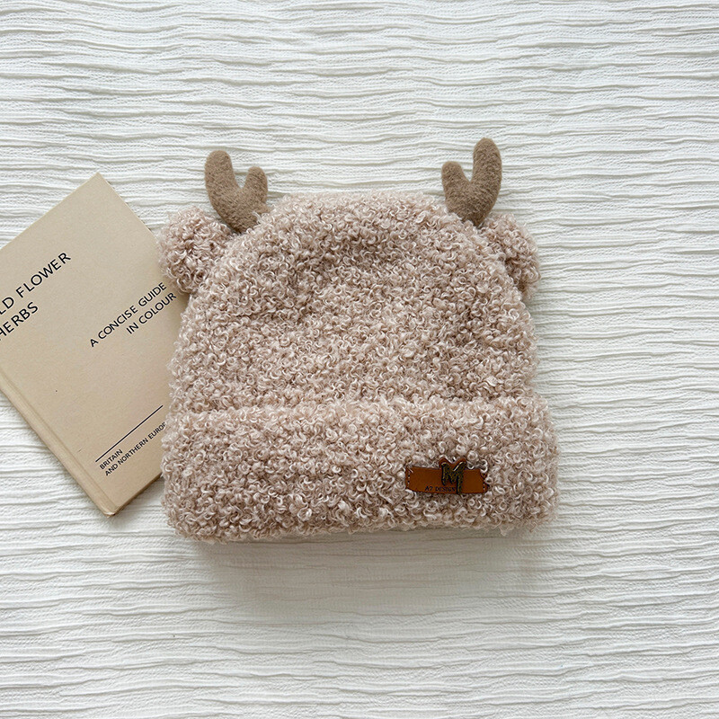 Pălărie drăguță cu urechi de căprioară pentru femei toamna și iarna, pluș de student japonez, îngroșat, protecție caldă pentru urechi, glugă mică care arată fața