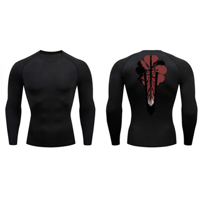 Graphic Print Athletic Quick Dry Tkrekls vīriešiem Sporta zāle Treniņiem Fitness Skriešanas kompresijas krekls Sporta apakškrekli Baselayyer Topi