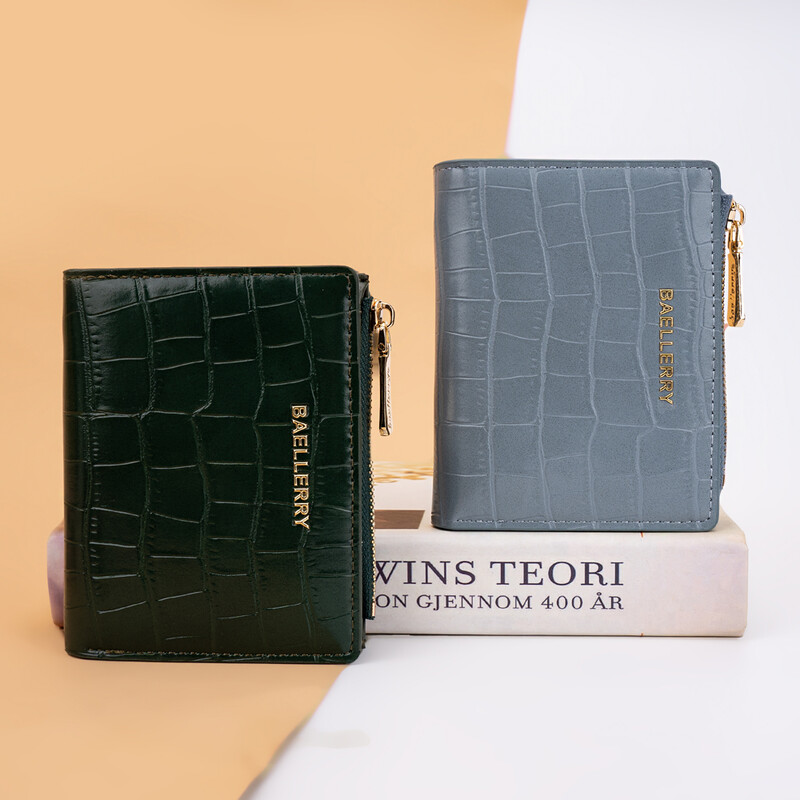 Portofele scurte pentru femei, la modă, din piele PU, model de aligator în relief, portofel mic, suport pentru carduri, cu slot pentru mai multe cărți.