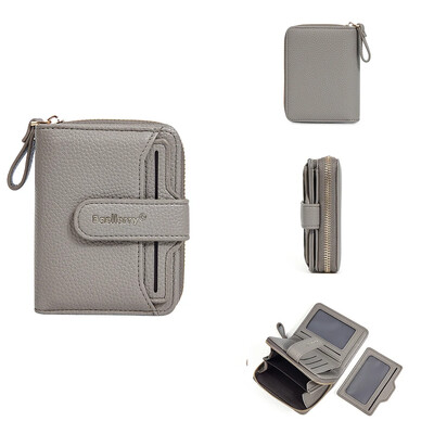 Portofel de damă marca Baellerry, poșetă la modă, simplă, scurtă, cu fermoar, cu monede, din piele PU, cu cataramă, suport pentru carduri, portofele mici pentru femei