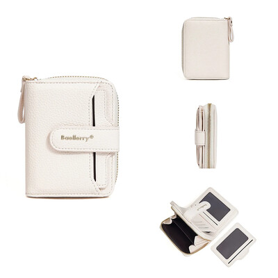 Portofel de damă marca Baellerry, poșetă la modă, simplă, scurtă, cu fermoar, cu monede, din piele PU, cu cataramă, suport pentru carduri, portofele mici pentru femei