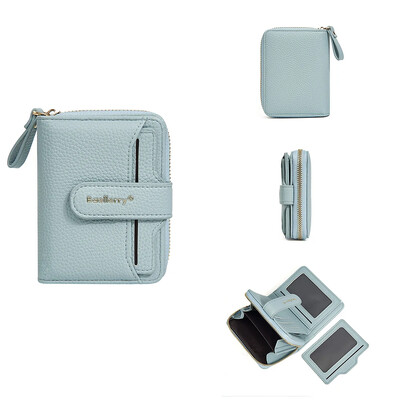 Portofel de damă marca Baellerry, poșetă la modă, simplă, scurtă, cu fermoar, cu monede, din piele PU, cu cataramă, suport pentru carduri, portofele mici pentru femei