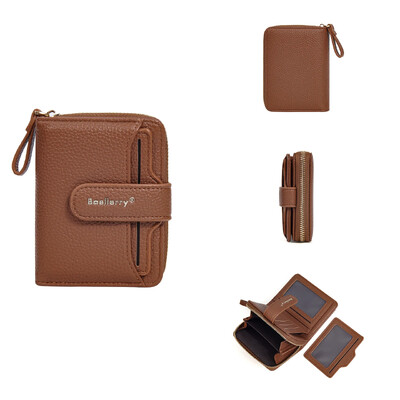 Portofel de damă marca Baellerry, poșetă la modă, simplă, scurtă, cu fermoar, cu monede, din piele PU, cu cataramă, suport pentru carduri, portofele mici pentru femei