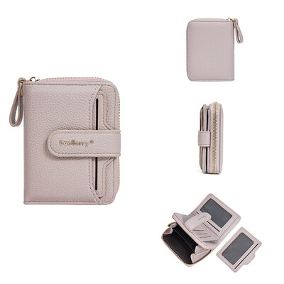 Portofel de damă marca Baellerry, poșetă la modă, simplă, scurtă, cu fermoar, cu monede, din piele PU, cu cataramă, suport pentru carduri, portofele mici pentru femei