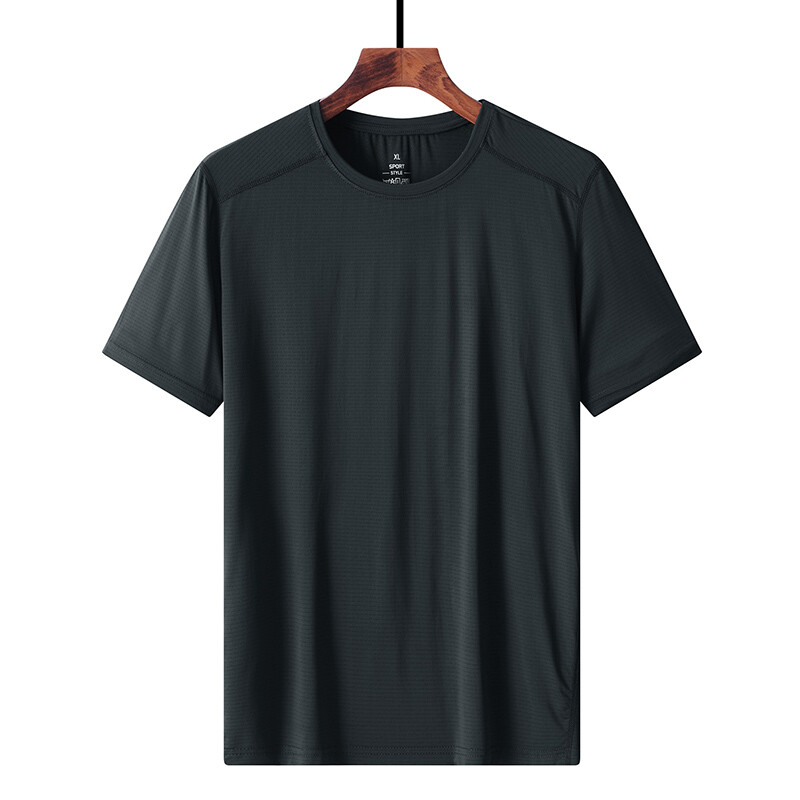 Vară în aer liber, ultra-subțire, mătase de gheață de înaltă calitate, tricou cu mânecă scurtă pentru bărbați, vară, ușor, respirabil, cu uscare rapidă, top sport