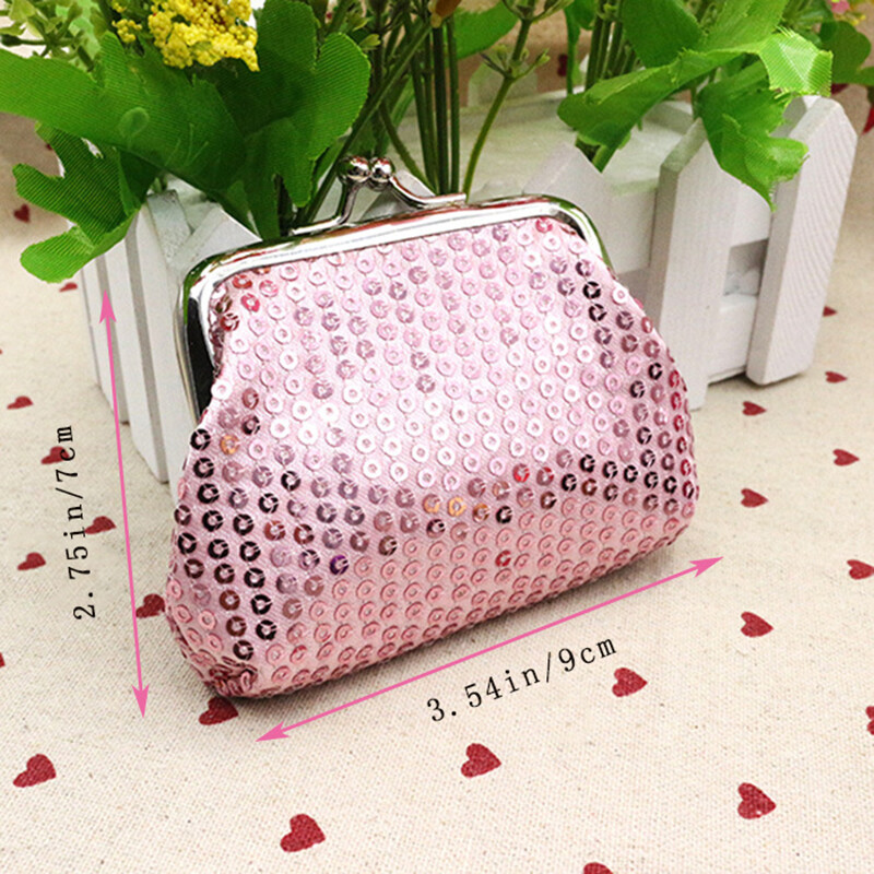 Poșetă cu monede decorată cu paiete, geantă elegantă de depozitare Kiss Lock pentru femei pentru ruj și cheie, pentru utilizare la petrecere de carnaval și pentru festival de muzică