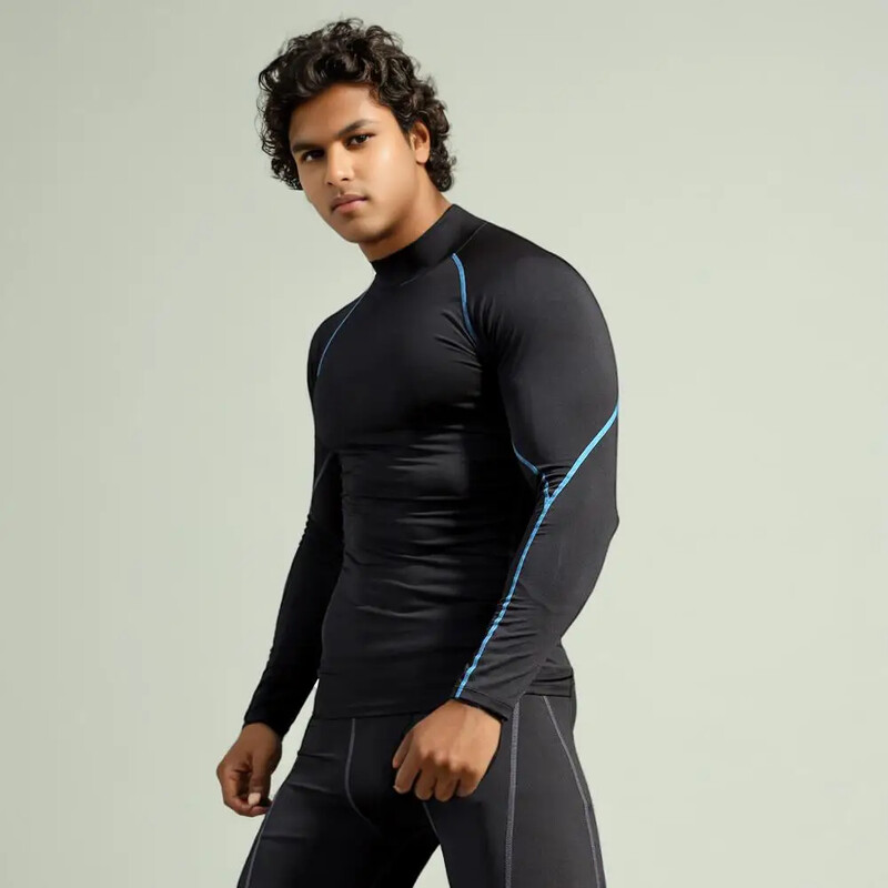 Cămașă de compresie pentru bărbați, alergare, fitness, cu mâneci lungi, cu uscare rapidă, îmbrăcăminte strânsă pentru antrenament, haine de gimnastică, cămăși pentru culturism