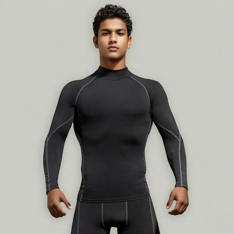 Cămașă de compresie pentru bărbați, alergare, fitness, cu mâneci lungi, cu uscare rapidă, îmbrăcăminte strânsă pentru antrenament, haine de gimnastică, cămăși pentru culturism