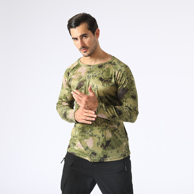 Tricou tactic pentru drumeții în aer liber, pentru camping, pentru bărbați, cu mâneci lungi, cu uscare rapidă, cu mâneci lungi, pentru luptă militară, tricouri pentru fitness