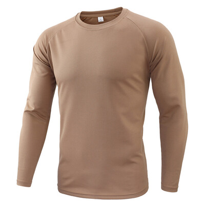 Tricou tactic pentru drumeții în aer liber, pentru camping, pentru bărbați, cu mâneci lungi, cu uscare rapidă, cu mâneci lungi, pentru luptă militară, tricouri pentru fitness