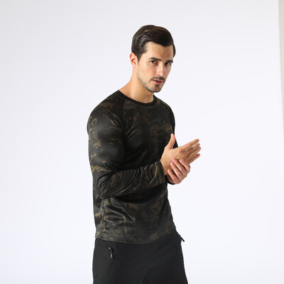 Tricou tactic pentru drumeții în aer liber, pentru camping, pentru bărbați, cu mâneci lungi, cu uscare rapidă, cu mâneci lungi, pentru luptă militară, tricouri pentru fitness