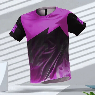 Лятно спортно облекло за фитнес на открито, мъжка тениска с кръгло деколте и къси ръкави, горнища с отпечатани шаблони, бързосъхнещи тениски за фитнес