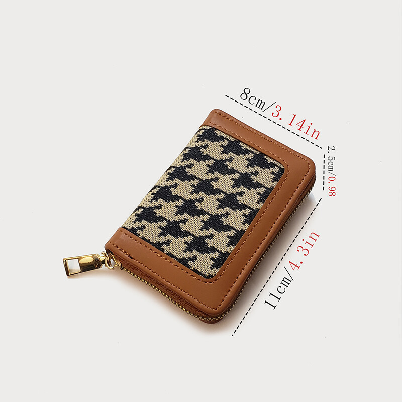 Geantă nouă pentru carduri pentru femei Canvas Checker Clip pentru monede Bank Husă card de credit Portofel multifuncțional cu slot pentru card