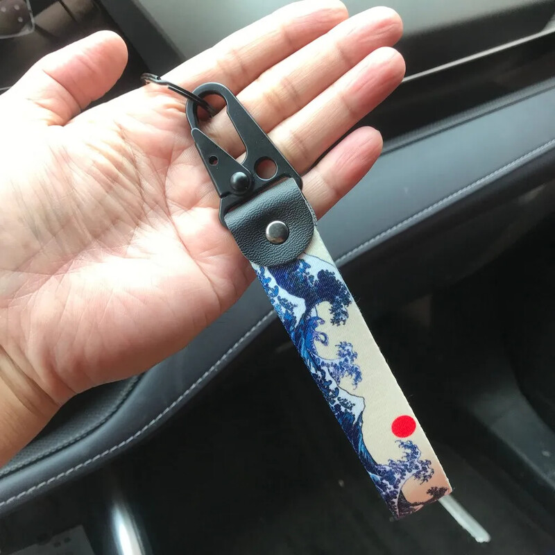 Hokkaido Waves Series Breloc din nailon cu transfer termic curea pentru chei Snur Jdm modificat pentru accesorii auto Honda Toyota Moto