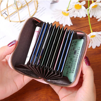 Притежател на банкова карта за жени Little Bee Card Wallet 9 Bits Rfid Blocking Wallet Credit Bussiness Card Holder Портмоне за монети с голям капацитет