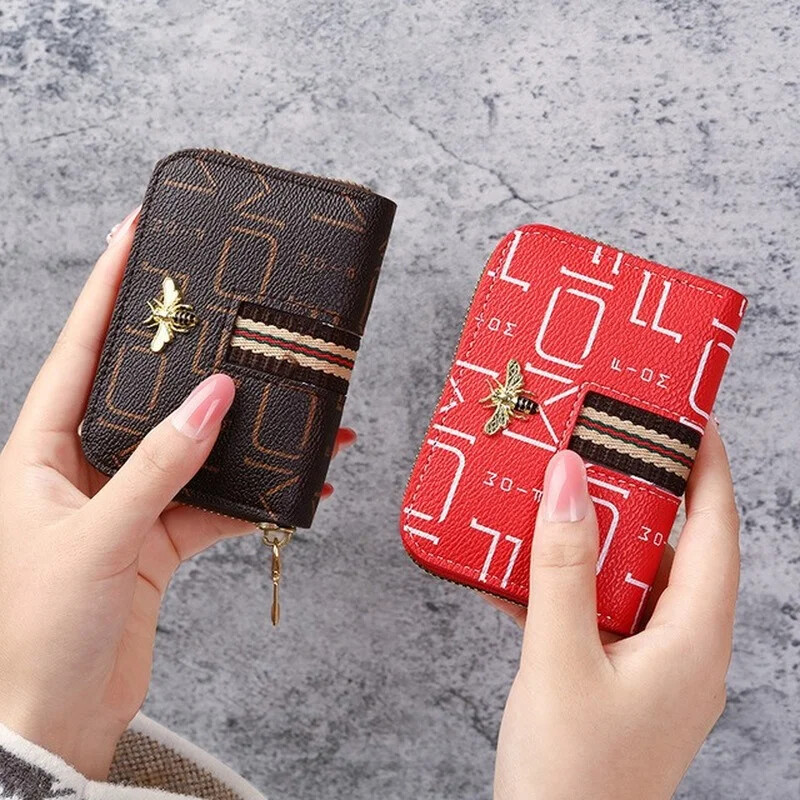 Suport pentru card bancar pentru femei, portofel pentru card Little Bee, portofel cu blocare RFID, cu 9 biți, suport pentru carduri de credit, portmoneu de capacitate mare