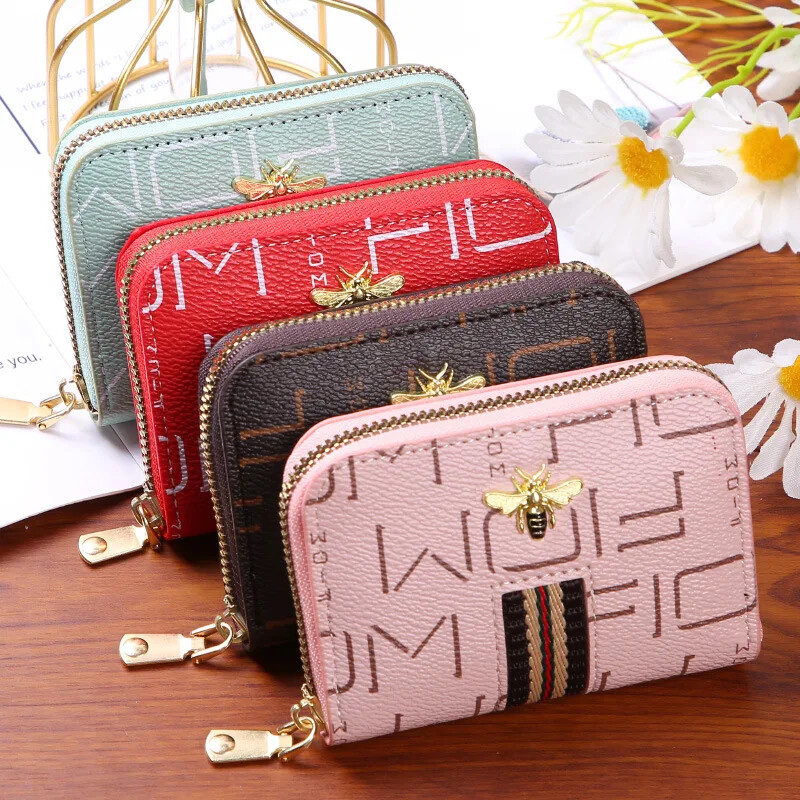 Suport pentru card bancar pentru femei, portofel pentru card Little Bee, portofel cu blocare RFID, cu 9 biți, suport pentru carduri de credit, portmoneu de capacitate mare