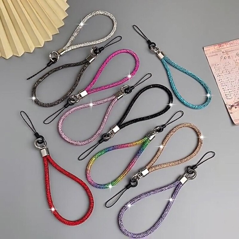 Sclipici strălucitor cu strasuri pentru telefon, cu diamante, cristal, curele pentru încheietura mâinii, breloc pentru agățat frânghie anti-pierdere