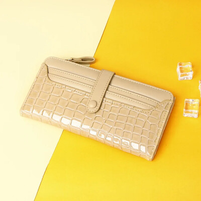 Sloturi cu mai multe cărți Portofel scurt pentru femei, piele la modă, culoare uni