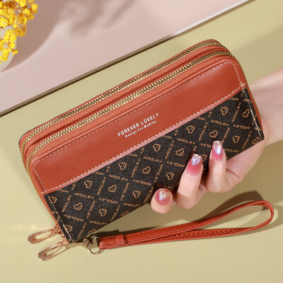 Klasisks maks, lielas ietilpības sajūga maciņš ar rāvējslēdzēju, karšu turētājs ar 8 slotiem un vairākiem nodalījumiem, elegants rokas sajūgs